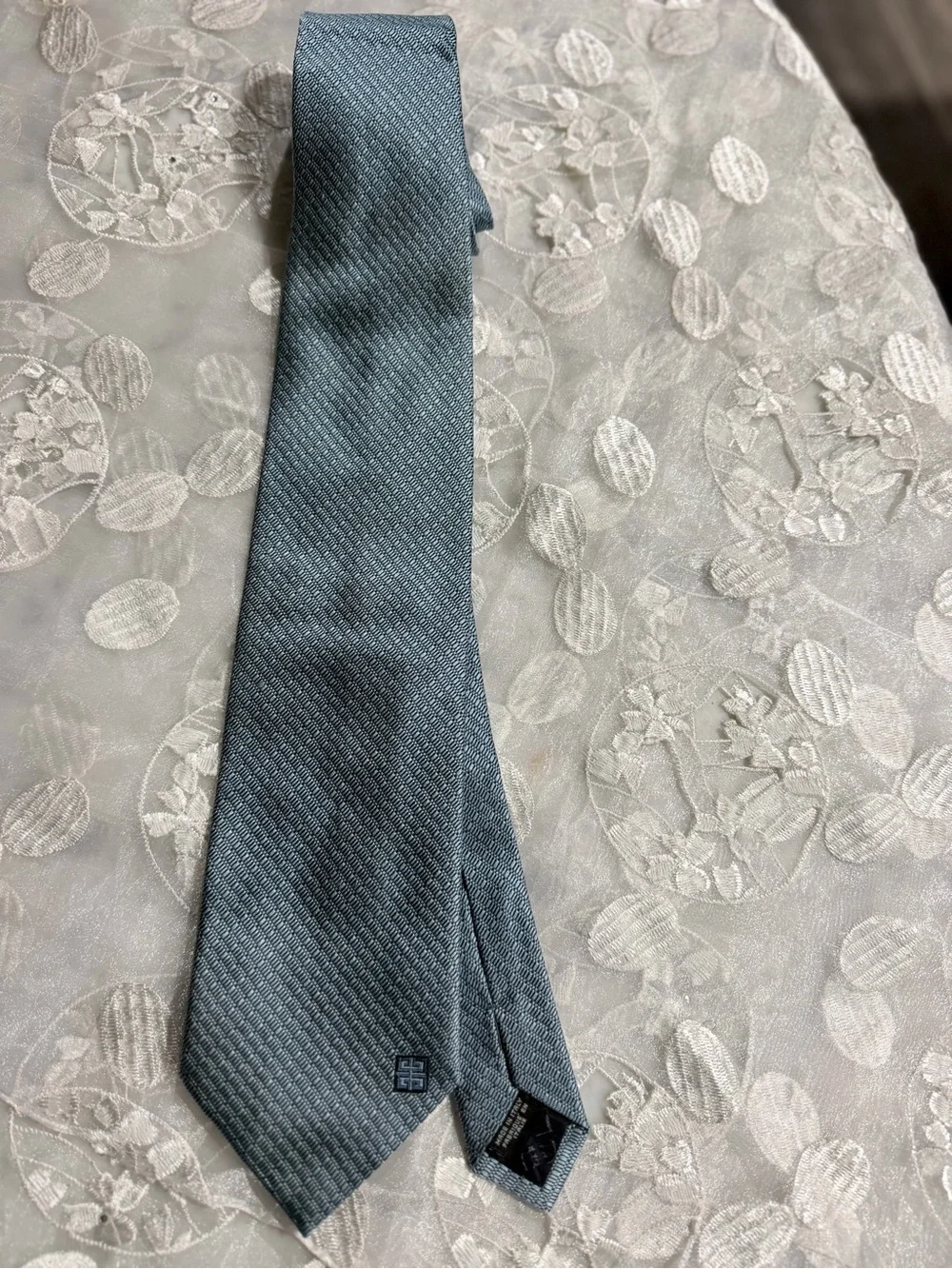 Givenchy Blue-Green Microdot Silk Tie